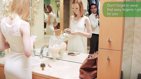 Худая рыжая девушка ебется с негром